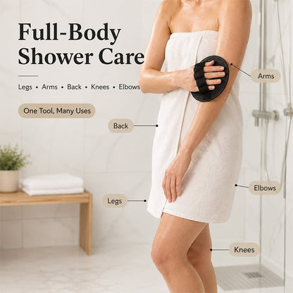 Exfoliating bath glove suitable for arms legs back knees and elbows